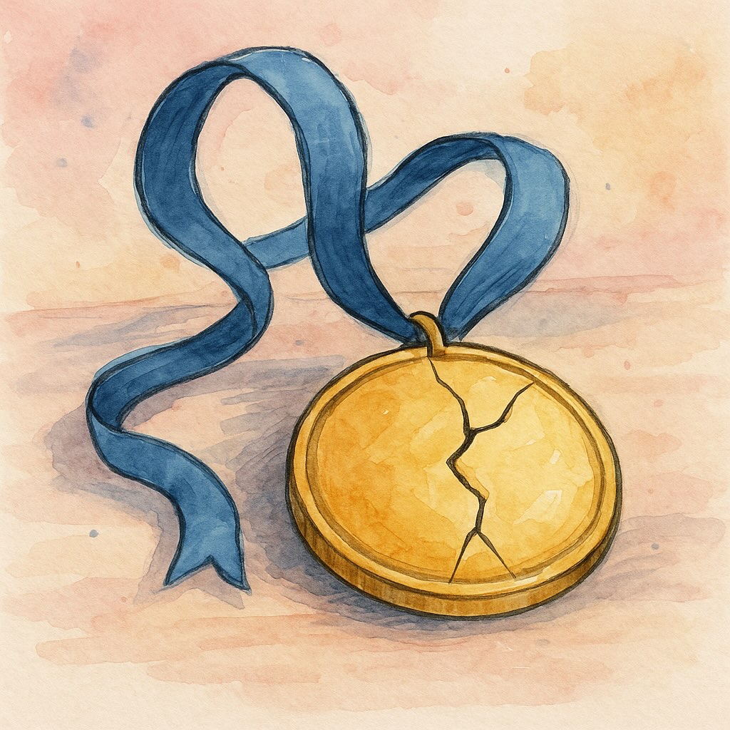 Cracked gold medal representing imposter syndrome
